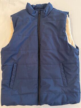Men's Navy Blue Puffer Vest with Warm Sherpa Lining